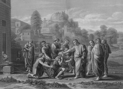 De blinden ontvangen hun zicht door Nicolas Poussin